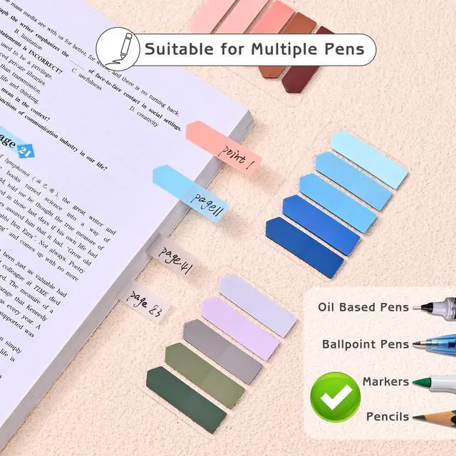 Alt view image 5 of 7 - Sheets Transparent Sticky Notes, 3 x 3 inch Aesthetic Clear Lined Sticky Notes with Pen, Gradient Color Waterproof Self-Adhesive Annotation Tabs for Bible Journaling