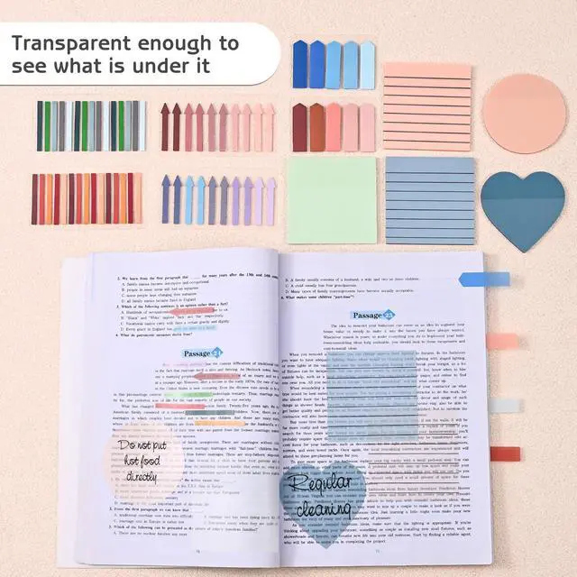 Alt view image 6 of 7 - Sheets Transparent Sticky Notes, 3 x 3 inch Aesthetic Clear Lined Sticky Notes with Pen, Gradient Color Waterproof Self-Adhesive Annotation Tabs for Bible Journaling