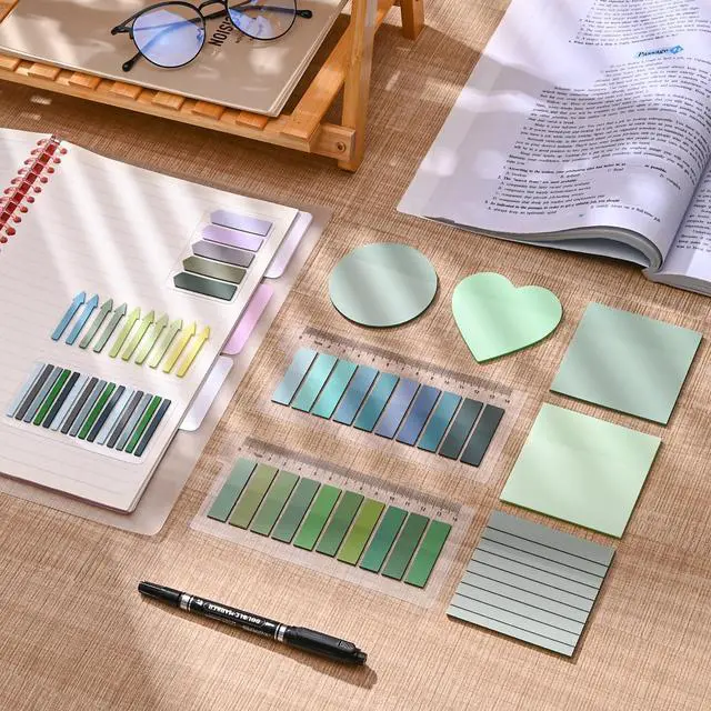 Alt view image 3 of 7 - Sheets Transparent Sticky Notes, 3 x 3 inch Aesthetic Clear Lined Sticky Notes with Pen, Gradient Color Waterproof Self-Adhesive Annotation Tabs for Bible Journaling