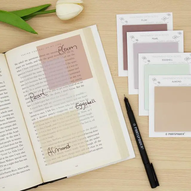 Alt view image 3 of 7 - Pastel Transparent Sticky Notes, 4 Packs 3X3 Inch See Through Annotating Sticky Notes for Annotating, Bible Journaling Supplies, Office School Supplies
