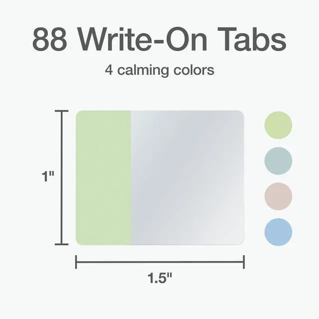 Alt view image 2 of 7 - Write-On Tabs, Repositionable Tabs for Binders and Planners, Removable Pop Up Tags, 4 Calming Colors, 1" x 1.5"