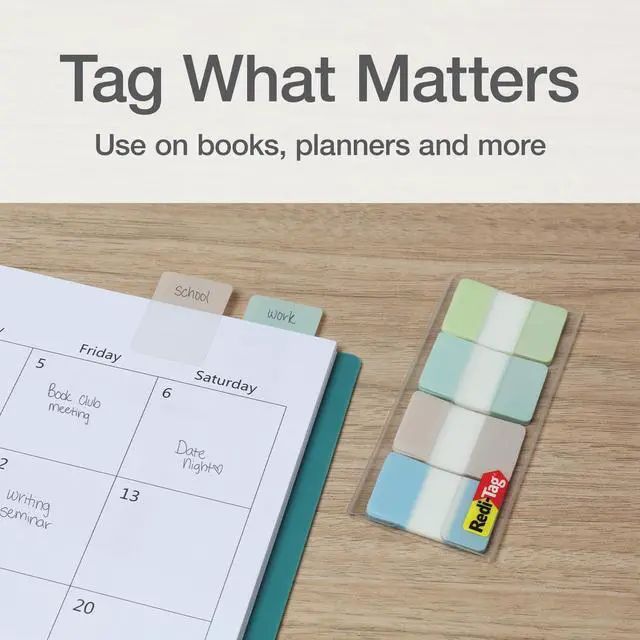 Alt view image 6 of 7 - Write-On Tabs, Repositionable Tabs for Binders and Planners, Removable Pop Up Tags, 4 Calming Colors, 1" x 1.5"