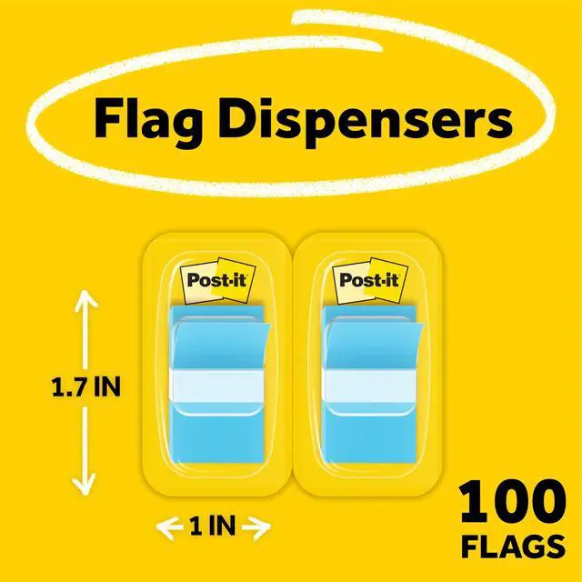 Alt view image 2 of 7 - 1 x 1.7 in, Blue, 2 Dispensers, 50 Flags/Dispenser