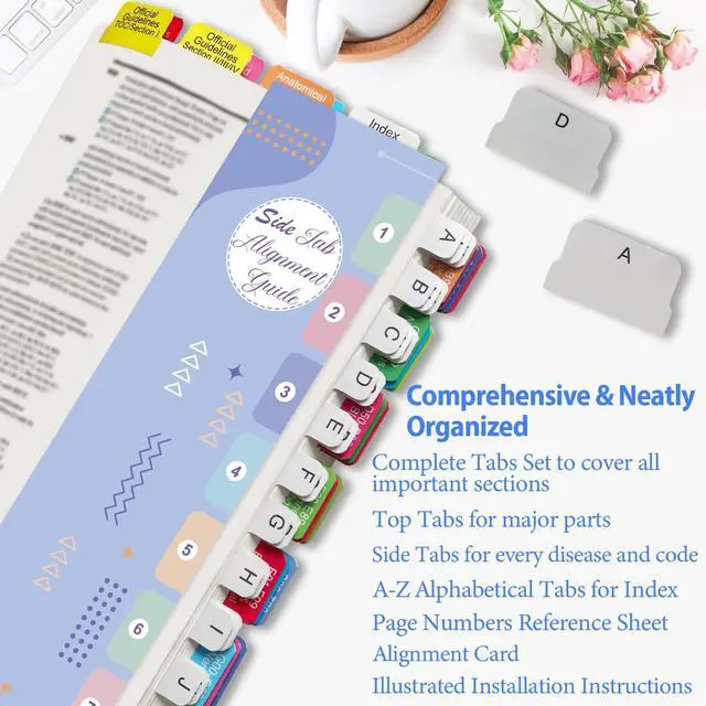 Alt view image 4 of 7 - Tabs for CPT, AAPC Version ICD-10-CM & HCPCS Level II 2026, 3 Set Bundle, Complete Book Tabs Set (Book not Included), Color-Coded with Code Ranges, Laminated & Waterproof & Repositionable