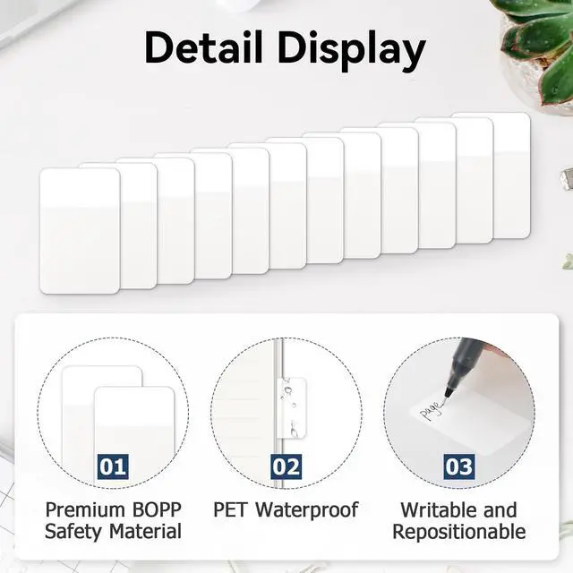 Alt view image 2 of 7 - Sticky Index Tabs, Page Markers Writable File Tabs Flags for Notebooks, Binders, File Folders, Books 1.6 x 1 Inch, White