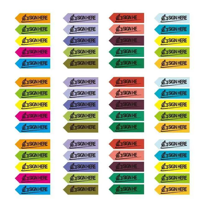 Alt view image 2 of 7 - Sign Here Index Marker, Assorted Colors Sign Here Tabs Sign Post Here Index, Flags Vital Signs Sticky Notes for documents notebooks Contracts, Books,Files or Notary Supplies(4 Designs x 3)