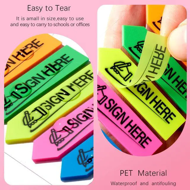 Alt view image 3 of 7 - Sign Here Index Marker, Assorted Colors Sign Here Tabs Sign Post Here Index, Flags Vital Signs Sticky Notes for documents notebooks Contracts, Books,Files or Notary Supplies(4 Designs x 3)