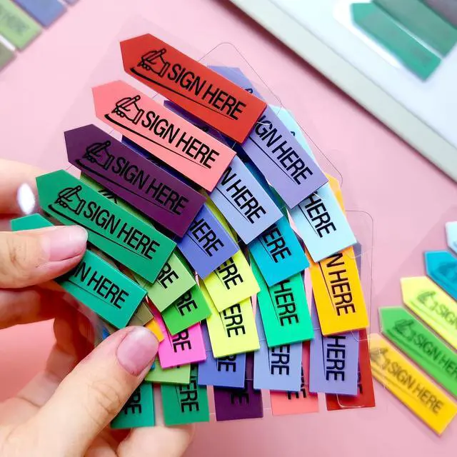 Alt view image 4 of 7 - Sign Here Index Marker, Assorted Colors Sign Here Tabs Sign Post Here Index, Flags Vital Signs Sticky Notes for documents notebooks Contracts, Books,Files or Notary Supplies(4 Designs x 3)