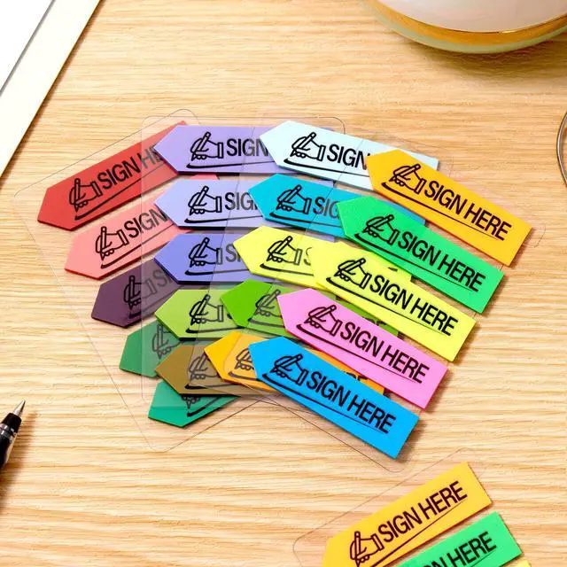 Alt view image 5 of 7 - Sign Here Index Marker, Assorted Colors Sign Here Tabs Sign Post Here Index, Flags Vital Signs Sticky Notes for documents notebooks Contracts, Books,Files or Notary Supplies(4 Designs x 3)