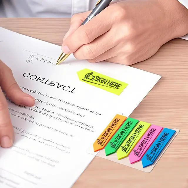 Alt view image 7 of 7 - Sign Here Index Marker, Assorted Colors Sign Here Tabs Sign Post Here Index, Flags Vital Signs Sticky Notes for documents notebooks Contracts, Books,Files or Notary Supplies(4 Designs x 3)