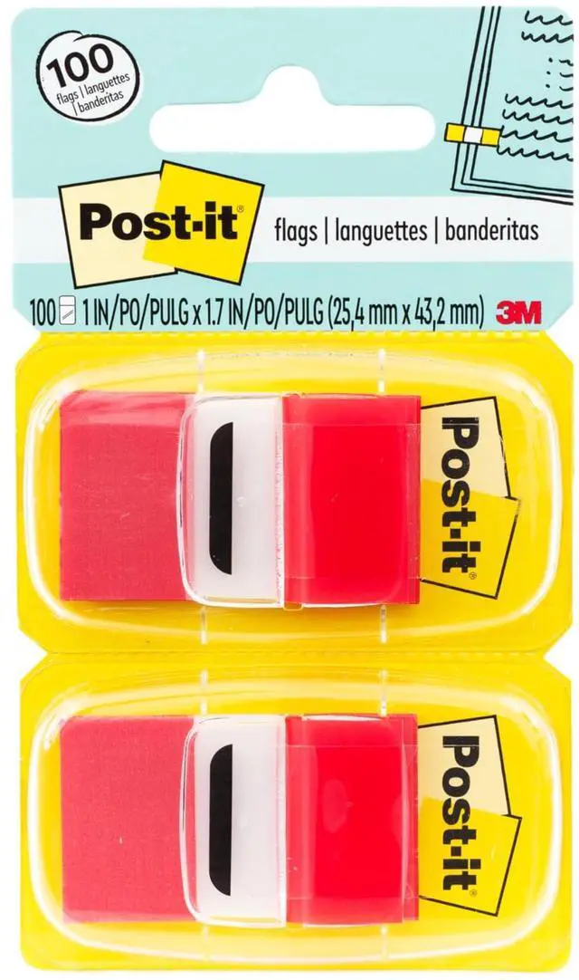 Main image of Flags Value Pack, 50/Dispenser, 12 Dispensers/Pack, 1 in Wide, Red