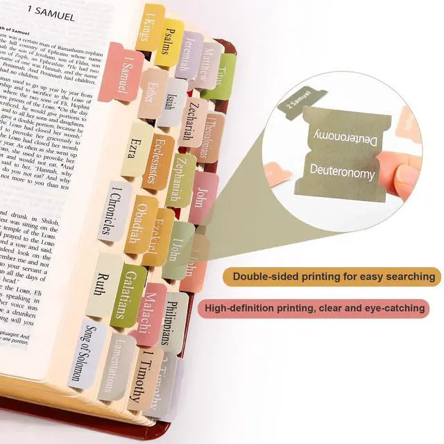 Alt view image 2 of 4 - Catholic Bible Tabs for Men, Black Large Print Bible Bookmark, 90Pcs