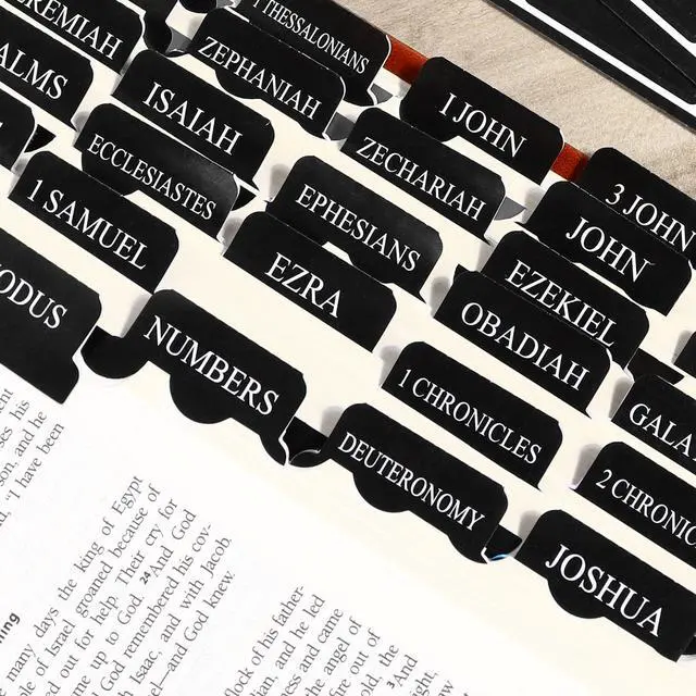 Main image of Catholic Bible Tabs for Men, Black Large Print Bible Bookmark, 90Pcs