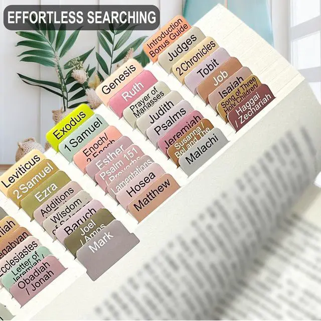 Alt view image 4 of 6 - Tabs for Complete Ethiopian Bible in English, 72 Color Coded Laminated Tabs, 70 Books Chapter Tabs with 1 Placement Guide, Durable, Repositionable Tabs