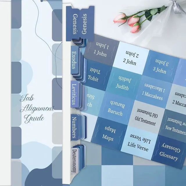 Alt view image 4 of 7 - Earthy Blue Bible Tabs for Men/Women/Kids, Laminated Catholic Bible Index Tabs, Bible Study Journaling Supplies, Large Print for Old and New Testament, with 19 Blanks, Tear-Resistant & Waterproof