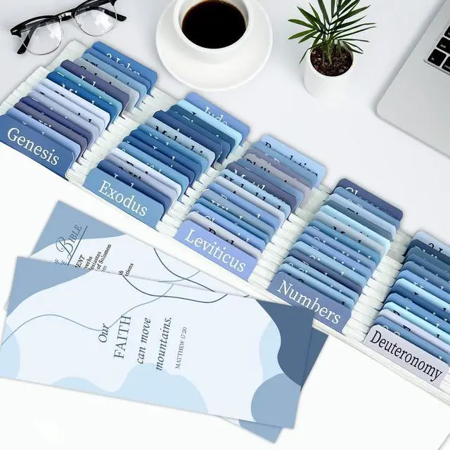 Alt view image 3 of 7 - Earthy Blue Bible Tabs for Men/Women/Kids, Laminated Catholic Bible Index Tabs, Bible Study Journaling Supplies, Large Print for Old and New Testament, with 19 Blanks, Tear-Resistant & Waterproof
