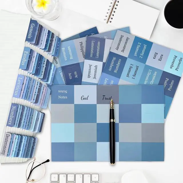 Alt view image 7 of 7 - Earthy Blue Bible Tabs for Men/Women/Kids, Laminated Catholic Bible Index Tabs, Bible Study Journaling Supplies, Large Print for Old and New Testament, with 19 Blanks, Tear-Resistant & Waterproof