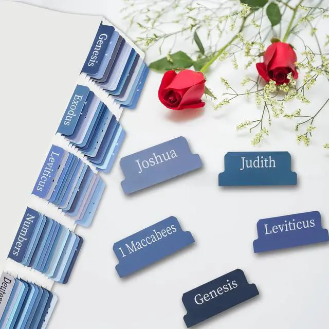 Alt view image 6 of 7 - Earthy Blue Bible Tabs for Men/Women/Kids, Laminated Catholic Bible Index Tabs, Bible Study Journaling Supplies, Large Print for Old and New Testament, with 19 Blanks, Tear-Resistant & Waterproof