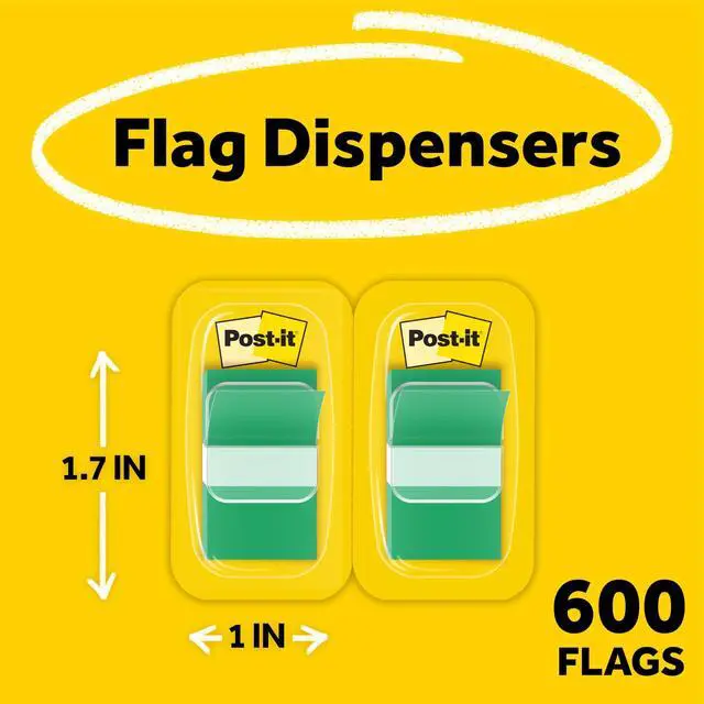 Alt view image 2 of 7 - Flags Value Pack, 50/Dispenser, 12 Dispensers/Pack, 1 in Wide, Green