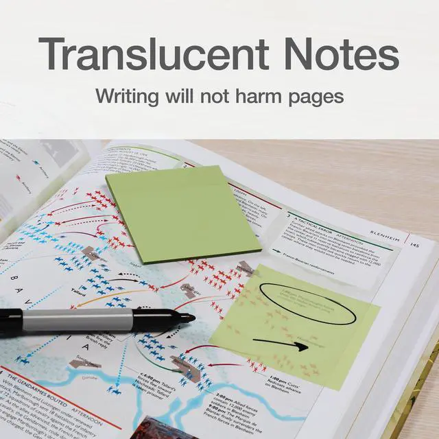 Alt view image 2 of 7 - Translucent Sticky Notes, Transparent Self-Stick Notes, 3" x 3", Calming Colors, 8 Pads, 50 Notes Per Pad, 400 Sheets