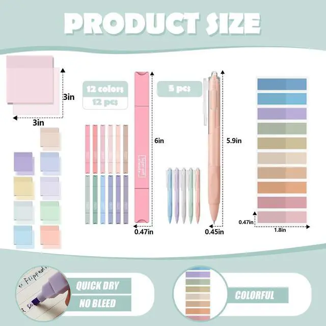 Alt view image 3 of 7 - Book Annotation Kit for Bible Journaling Study, Aesthetic Highlighters Pens, Index Tabs, Sticky Notes, Markers for Annotating Books Bible Page Tabs Supplies