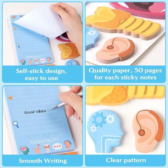 Alt view image 4 of 6 - Speech Language Pathologist Sticky Notes Set SLP Appreciation Gift