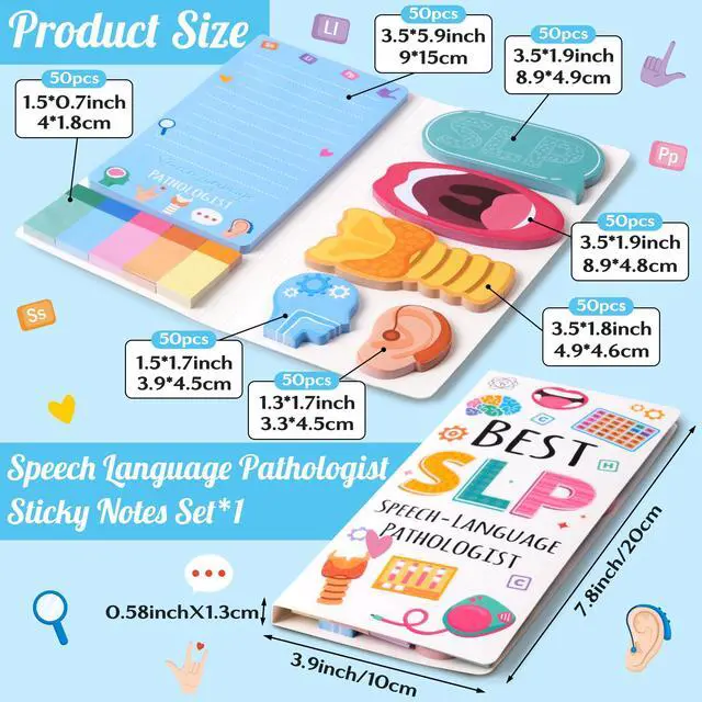 Alt view image 2 of 6 - Speech Language Pathologist Sticky Notes Set SLP Appreciation Gift