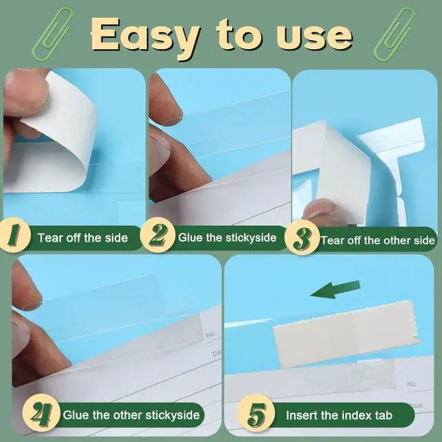Alt view image 4 of 6 - Inch Insertable Self-Adhesive Tabs with Printable Inserts and File Folder Labels - Clear Planner Tabs for Book Pages