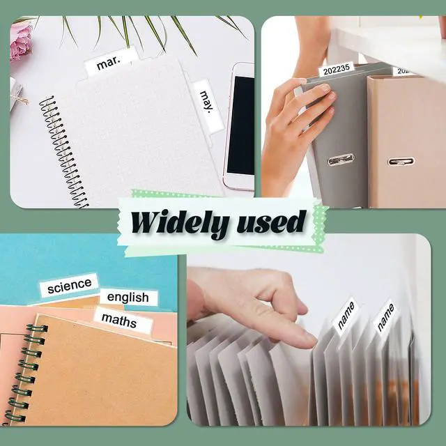 Alt view image 6 of 6 - Inch Insertable Self-Adhesive Tabs with Printable Inserts and File Folder Labels - Clear Planner Tabs for Book Pages