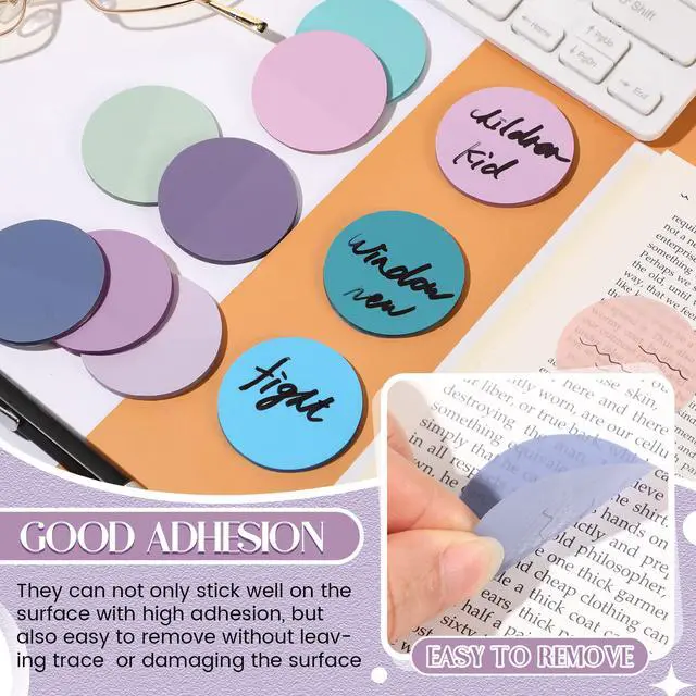Alt view image 3 of 7 - Sheets Transparent Sticky Notes Round Translucent Sticky Notes Tabs Colorful Page Flags Stickers Clear Book Markers Bible Journaling Office Back to School Supplies