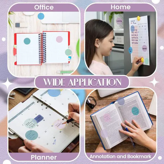 Alt view image 5 of 7 - Sheets Transparent Sticky Notes Round Translucent Sticky Notes Tabs Colorful Page Flags Stickers Clear Book Markers Bible Journaling Office Back to School Supplies