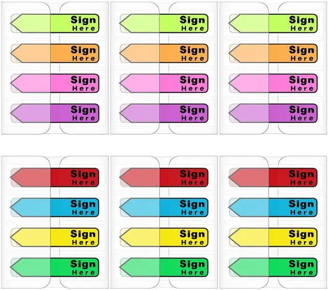 Main image of Sign Here Tabs Colored Flag Stickers Self-Stick Notes 8 Colors with Dispenser Arrow Flag Easy to Post for Notary Books Paper