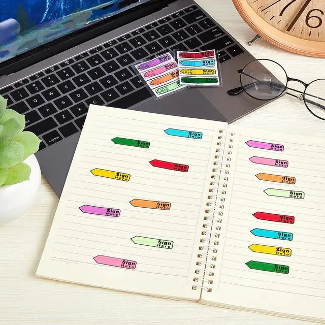Alt view image 3 of 7 - Sign Here Tabs Colored Flag Stickers Self-Stick Notes 8 Colors with Dispenser Arrow Flag Easy to Post for Notary Books Paper