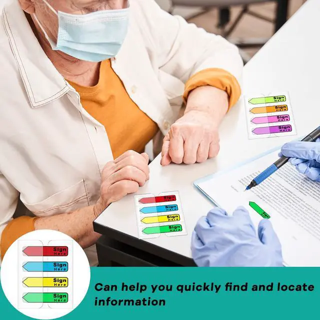 Alt view image 7 of 7 - Sign Here Tabs Colored Flag Stickers Self-Stick Notes 8 Colors with Dispenser Arrow Flag Easy to Post for Notary Books Paper