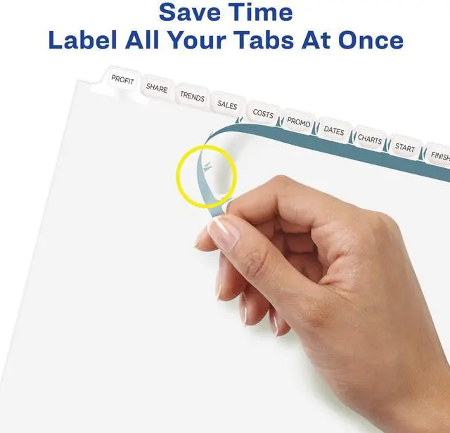Alt view image 3 of 7 - Binder Dividers, Easy Print & Apply Clear Label Strip, Index Maker, White Tabs, 5 Sets
