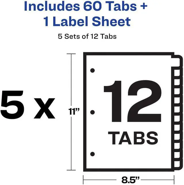 Alt view image 6 of 7 - Binder Dividers, Easy Print & Apply Clear Label Strip, Index Maker, White Tabs, 5 Sets