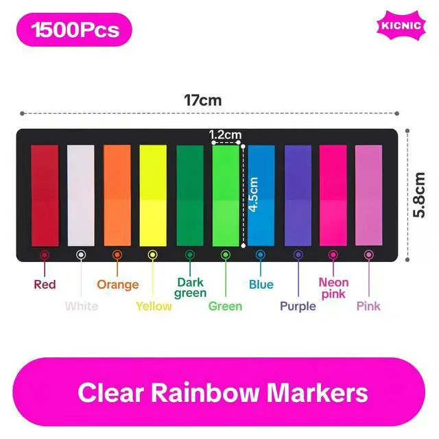 Alt view image 2 of 7 - Page Markers Sticky Index Tabs 1500 Pcs, Arrow Flag Tabs Colored Sticky Notes for Page Marker Bookmarks, 10 Colors, Stick Securely, Remove Cleanly