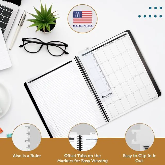 Alt view image 5 of 5 - Spiral Bound Page Finder Combo Pack, Clear Vinyl, 2 x 8 ¼, Fits ONLY the PERSONAL Size 6 ¾ x 8½ Planner Pad Organizer.