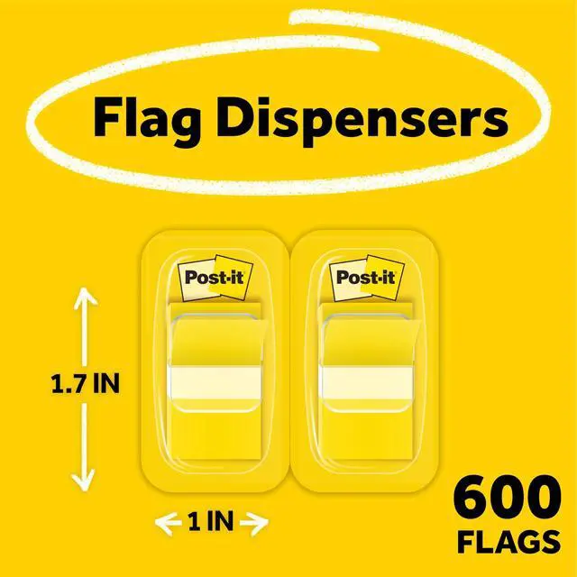 Alt view image 2 of 6 - 1 x 1.7 in, Yellow, 12 Dispensers, 50 Flags/Dispenser