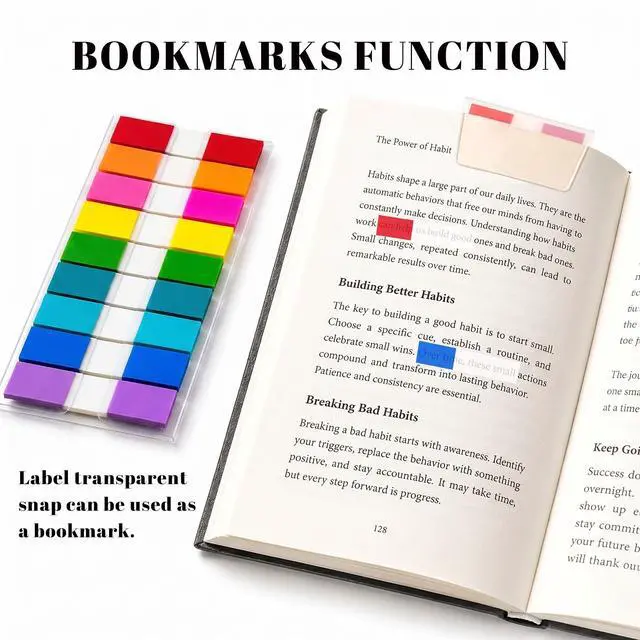 Alt view image 4 of 7 - Transparent Sticky Tabs Writable Book Tabs 720PCS Repositionable PET Clear Page Markers Index Tabs for Notebooks Study Office Use Adults Artists