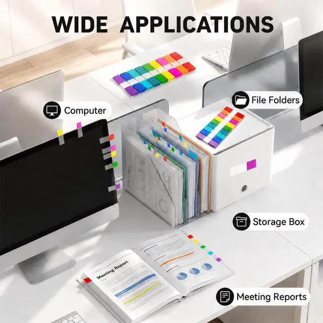 Alt view image 7 of 7 - Transparent Sticky Tabs Writable Book Tabs 720PCS Repositionable PET Clear Page Markers Index Tabs for Notebooks Study Office Use Adults Artists