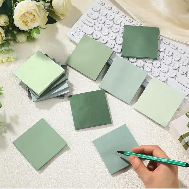 Alt view image 4 of 6 - Sage Green Sticky Notes Back to School Gifts Sage Green Office Supplies 3 x 3 Inches Pastel Self Stick Note Pads for Back to School Office Bible Journaling Planner