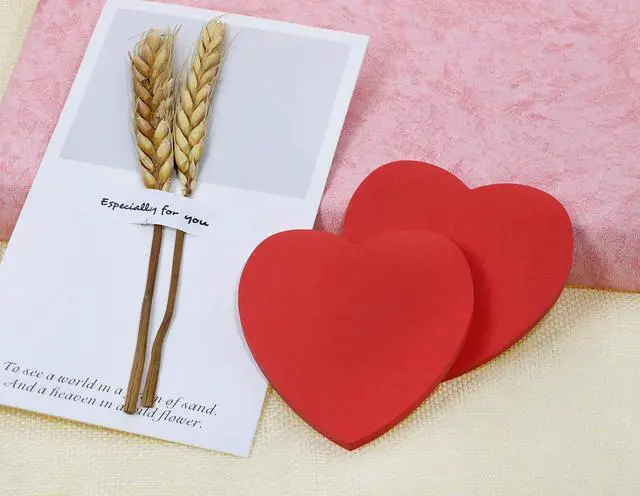 Alt view image 3 of 6 - Red Kraft Paper Sticky Notes Heart Shaped Self-Stick Blank Book Tabs Paper Markers Sticky Notes Pad Index Sticker for Home Office Remark