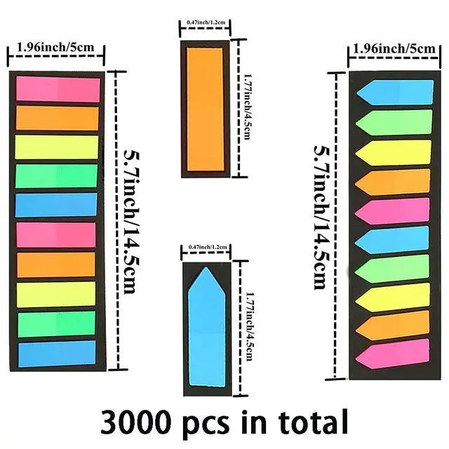 Alt view image 2 of 7 - Neon Page Markers Sticky Index Tabs, Colored Index Tab Flags, Fluorescen Sticker Tabs Note for Books, 12 Sets 2 Designs