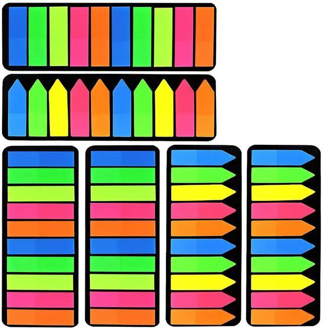 Main image of Neon Page Markers Sticky Index Tabs, Colored Index Tab Flags, Fluorescen Sticker Tabs Note for Books, 12 Sets 2 Designs