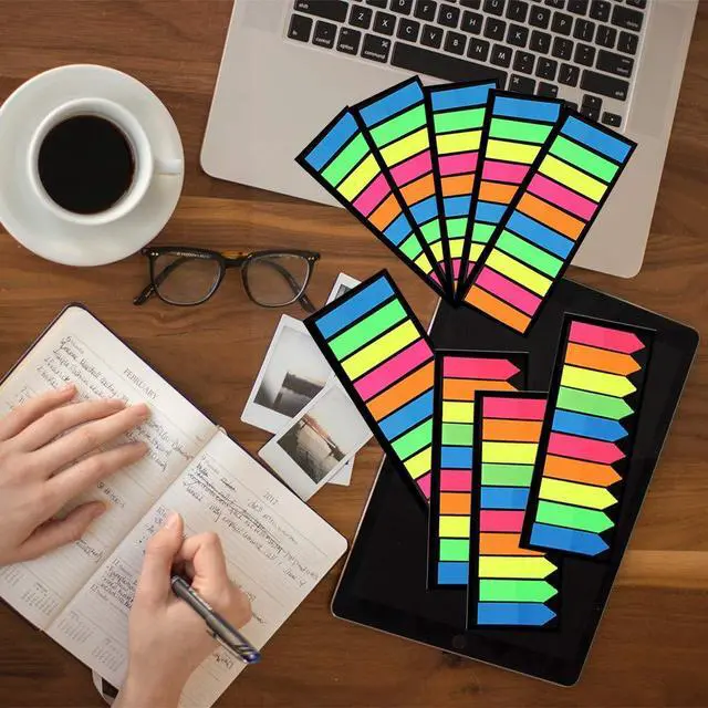 Alt view image 4 of 7 - Neon Page Markers Sticky Index Tabs, Colored Index Tab Flags, Fluorescen Sticker Tabs Note for Books, 12 Sets 2 Designs