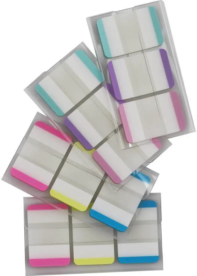 Main image of Extra Thick Tabs Flags Assorted Bright, 1 x 1.5 in Sticky Tabs, Lined, Easy to Post, 4 On-The-Go Dispensers/Pack, 44 Tabs/Color, 264 Pages Total