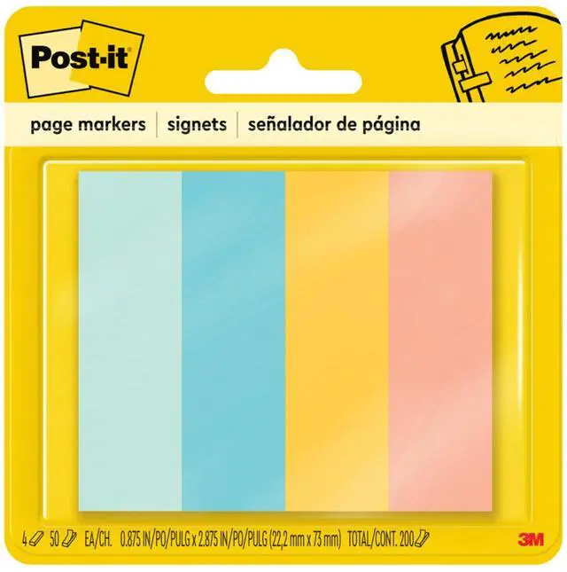 Main image of Page Markers, 0.5 x 1 .7 in, Assorted Colors, 4 Pads