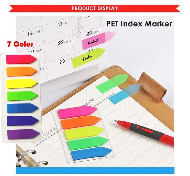 Alt view image 4 of 7 - 7 Color Index Tabs Index Flag Bright Colors Page Index Stickers Translucent Page Makers for Page Bookmarks