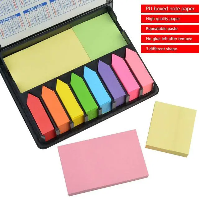 Alt view image 3 of 7 - Page Markers Tabs Page Flags Sticky Index Tabs Arrow Flag Tabs, Fluorescent Color Note Page Markers Labels Sticky Notes Writable File Flags with PU Box, 11 Colors 3 Sizes